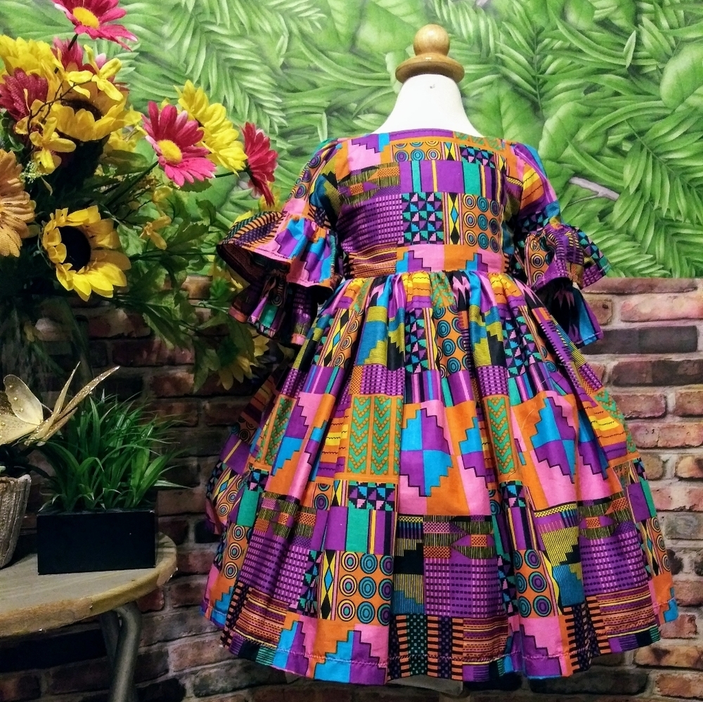2T-6T Girls spring/summer dress in authentic afric